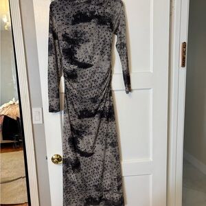 Topshop Gray and Black Long Sleeve Dress